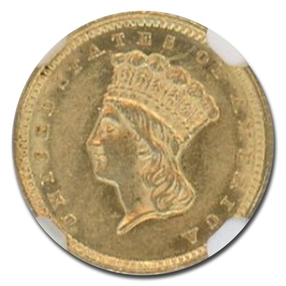 1862 $1 Indian Head Gold MS-60 NGC 1862 $1 Indian Head Gold MS-60 NGC